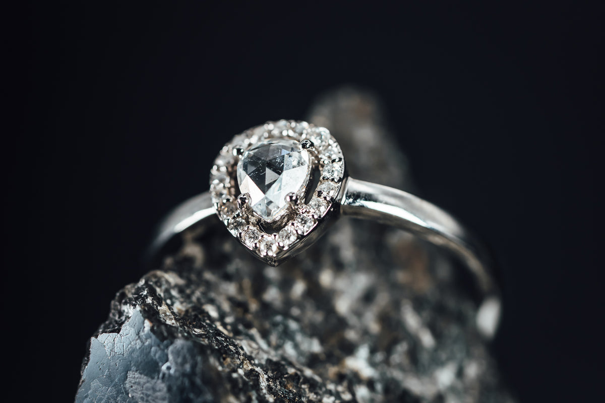 14k White Gold Diamond Halo Ring