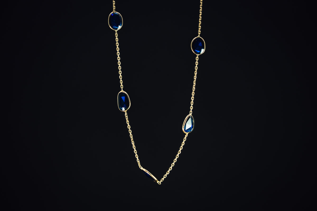 14k Yellow Gold Sapphire Necklace