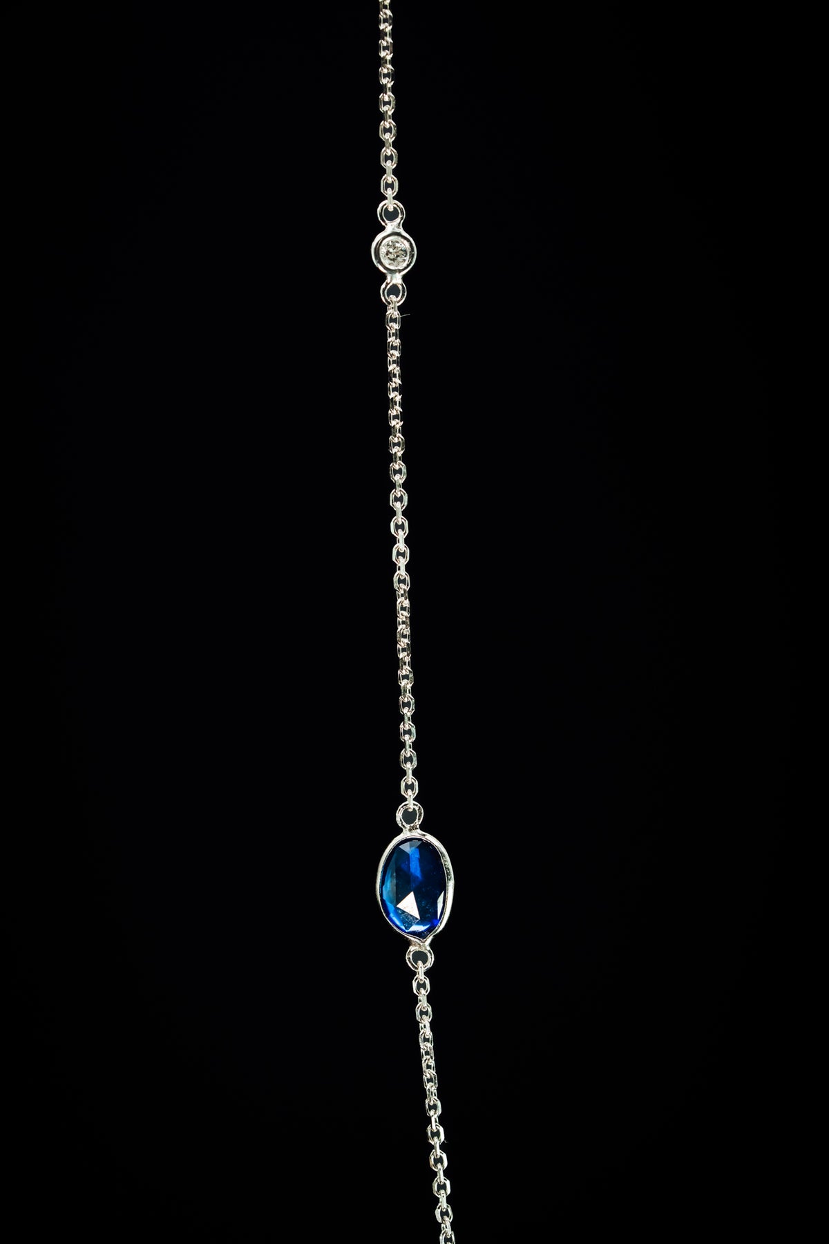 14k White Gold Sapphire and Diamond Necklace