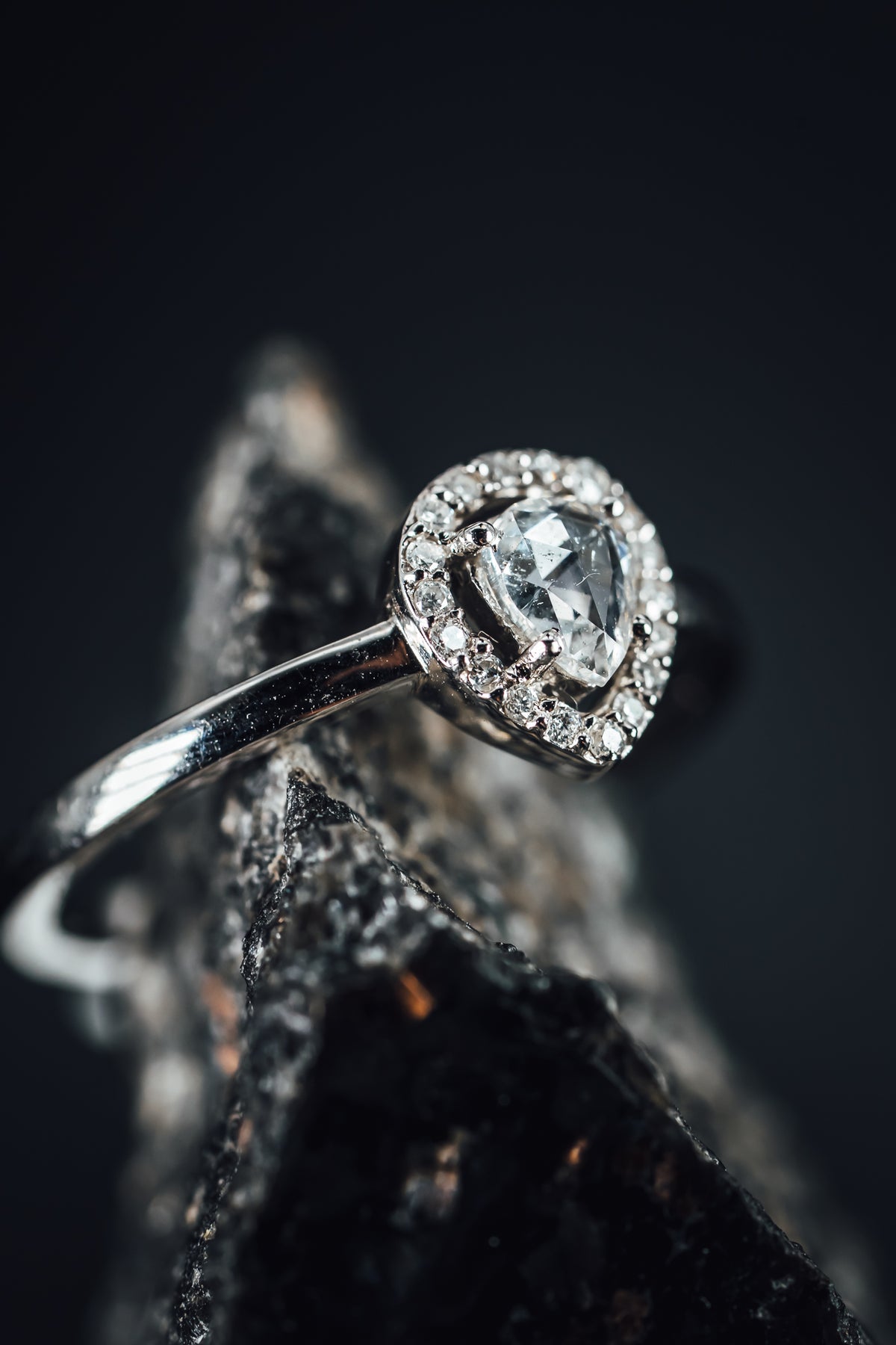 14k White Gold Diamond Halo Ring