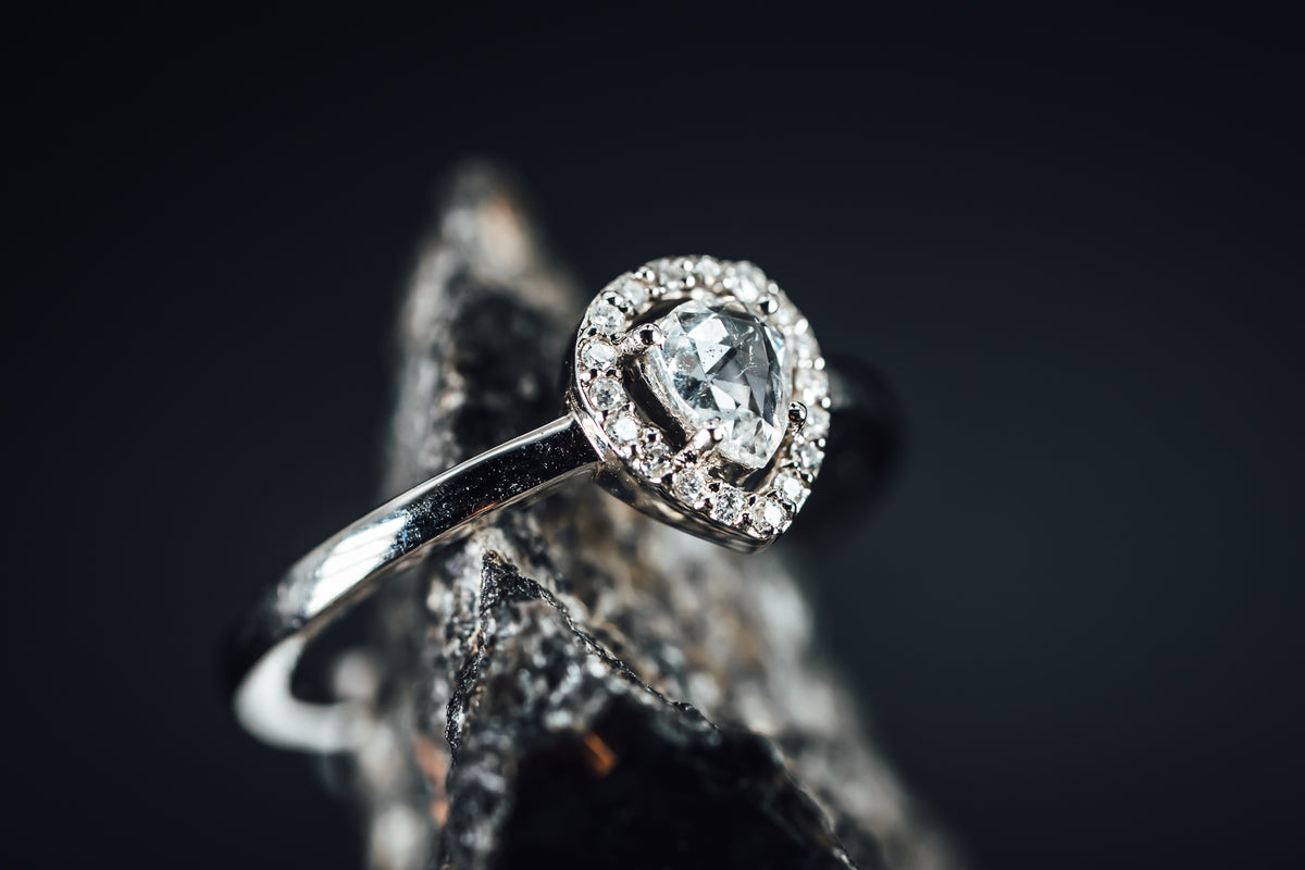 14k White Gold Diamond Halo Ring