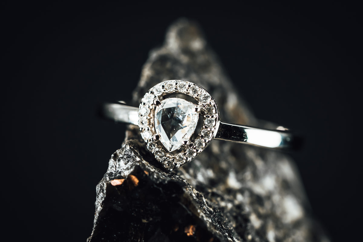 14k White Gold Diamond Halo Ring