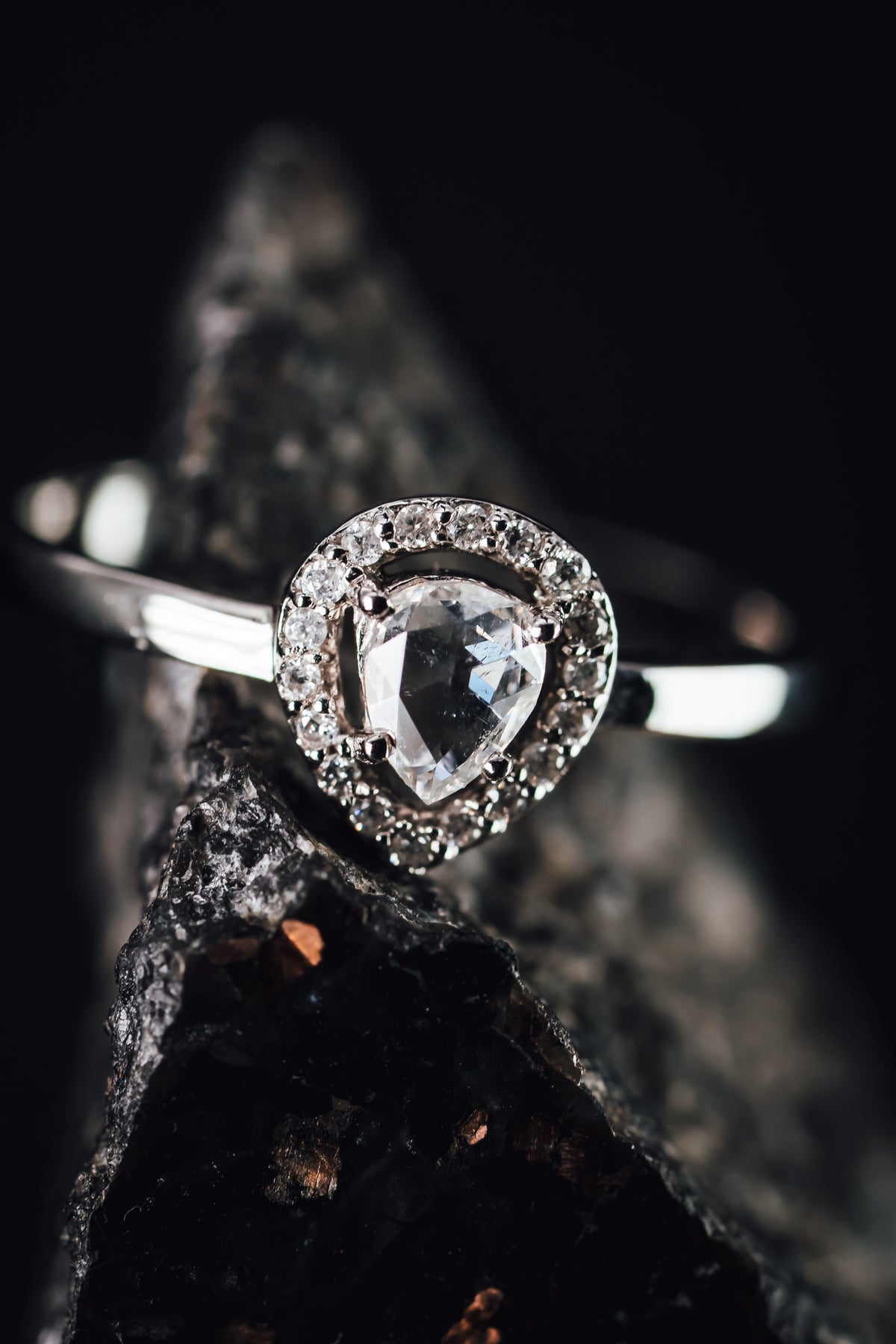 14k White Gold Diamond Halo Ring