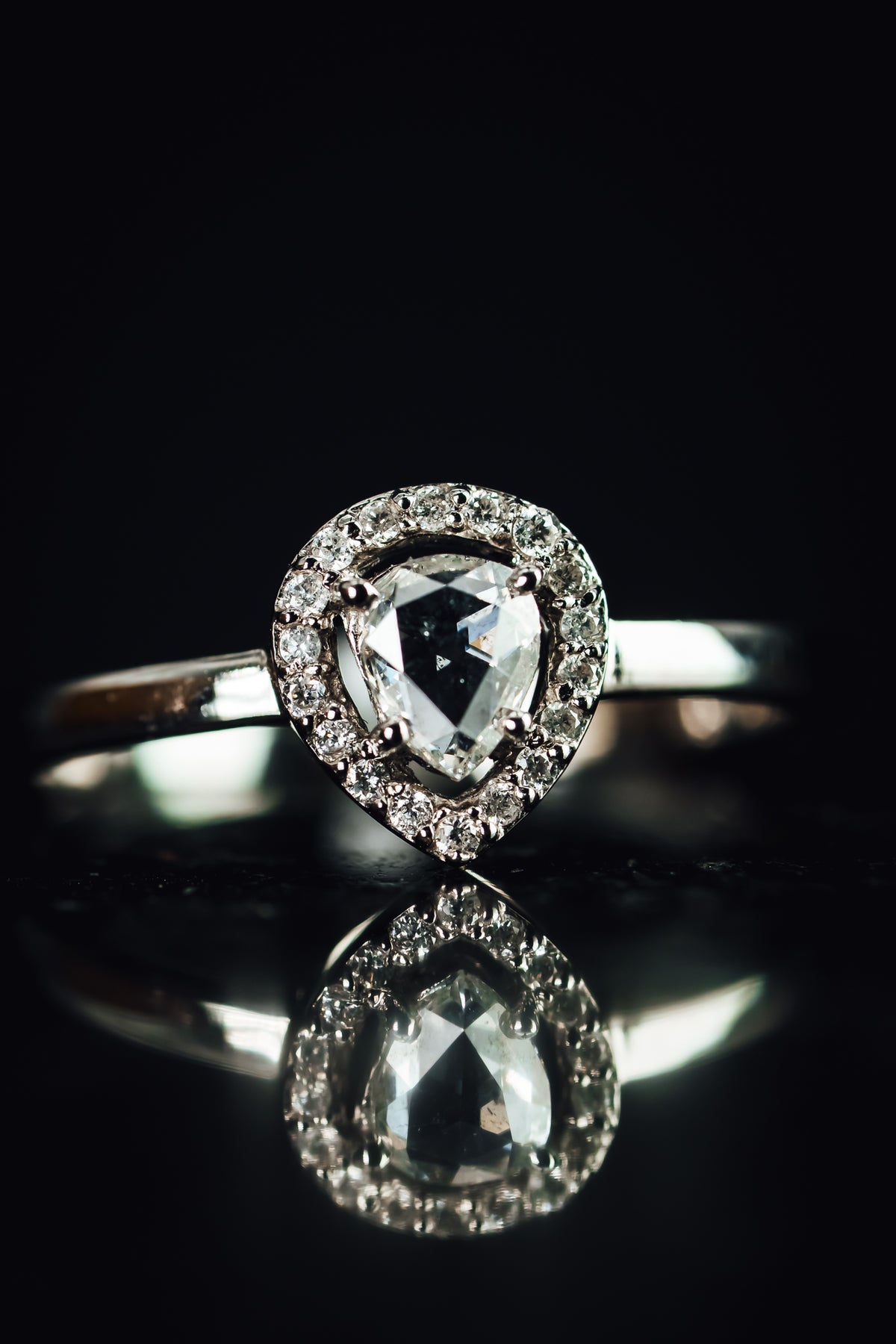 14k White Gold Diamond Halo Ring