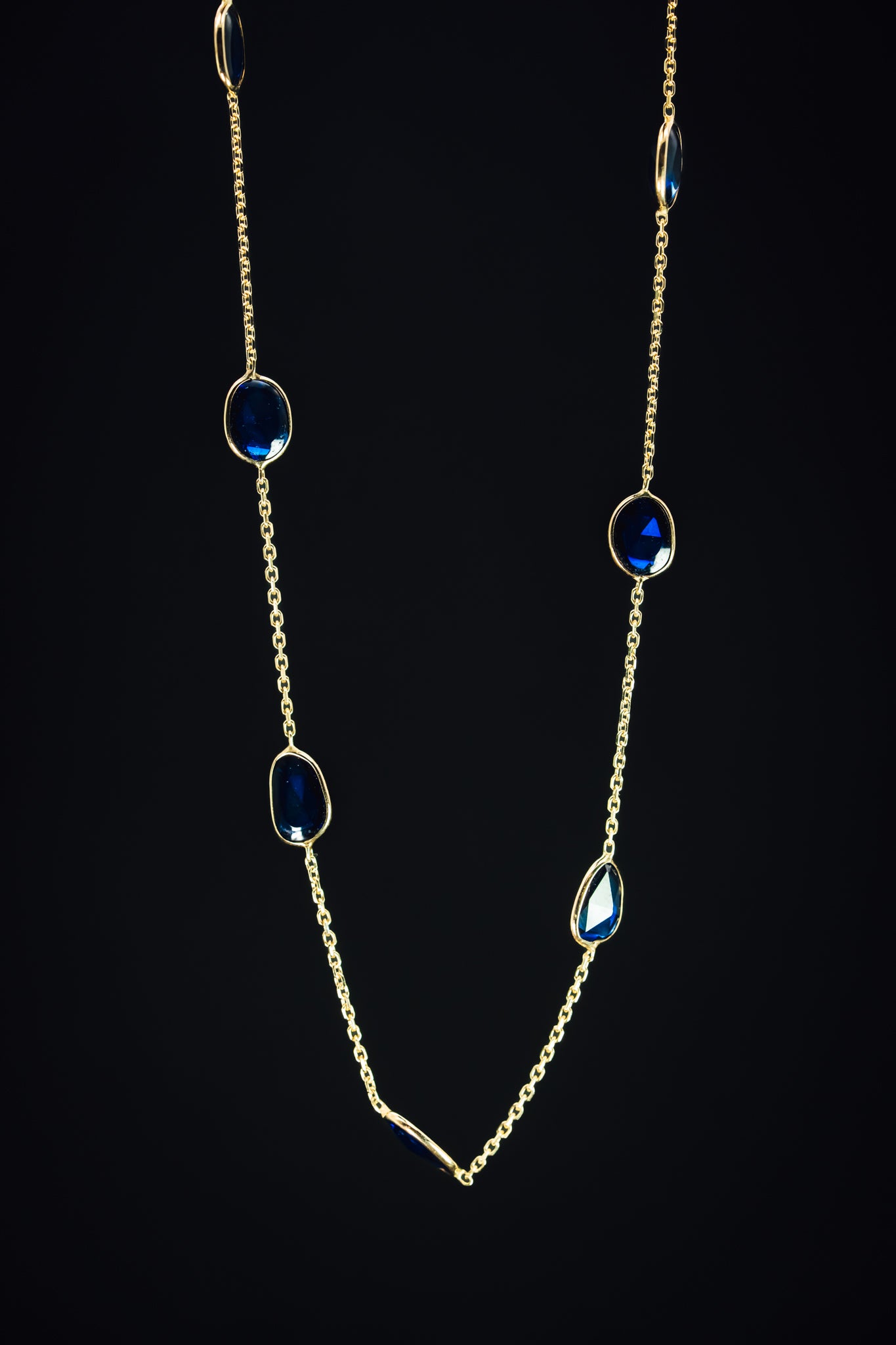 14k Yellow Gold Sapphire Necklace
