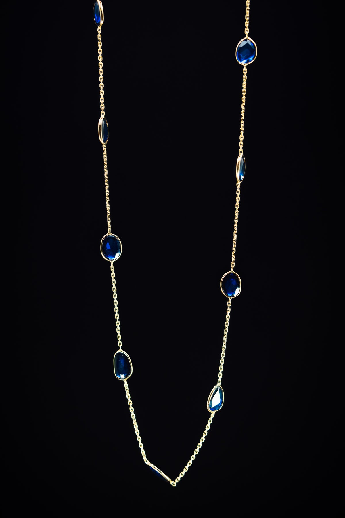 14k Yellow Gold Sapphire Necklace