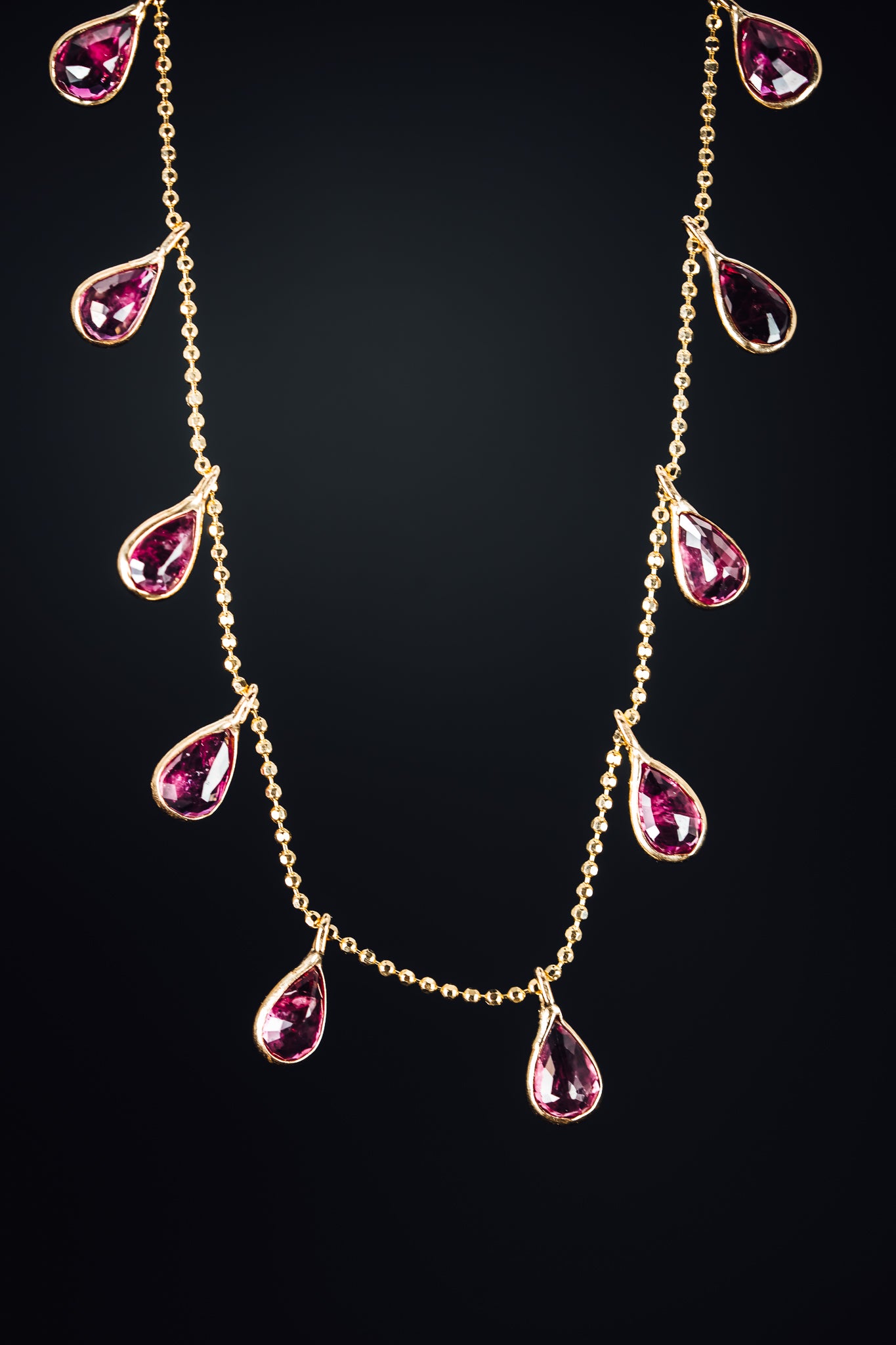 14k Yellow Gold Bezel Set Ruby Necklace