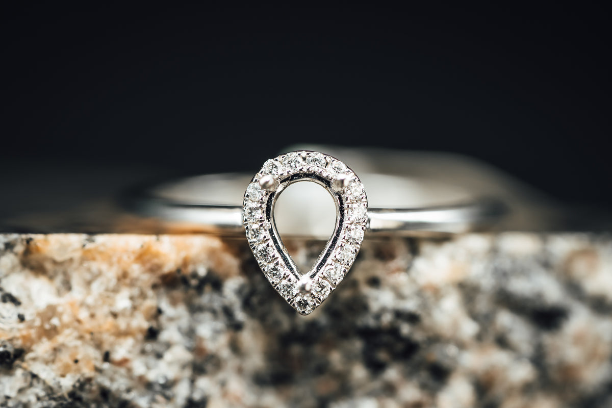 14k White Gold Diamond Halo Mounting