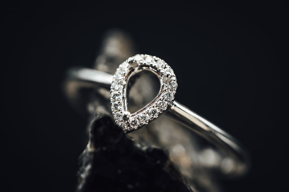 14k White Gold Diamond Halo Mounting