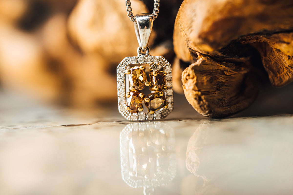 14k White Gold Yellow and White Diamond Pendant