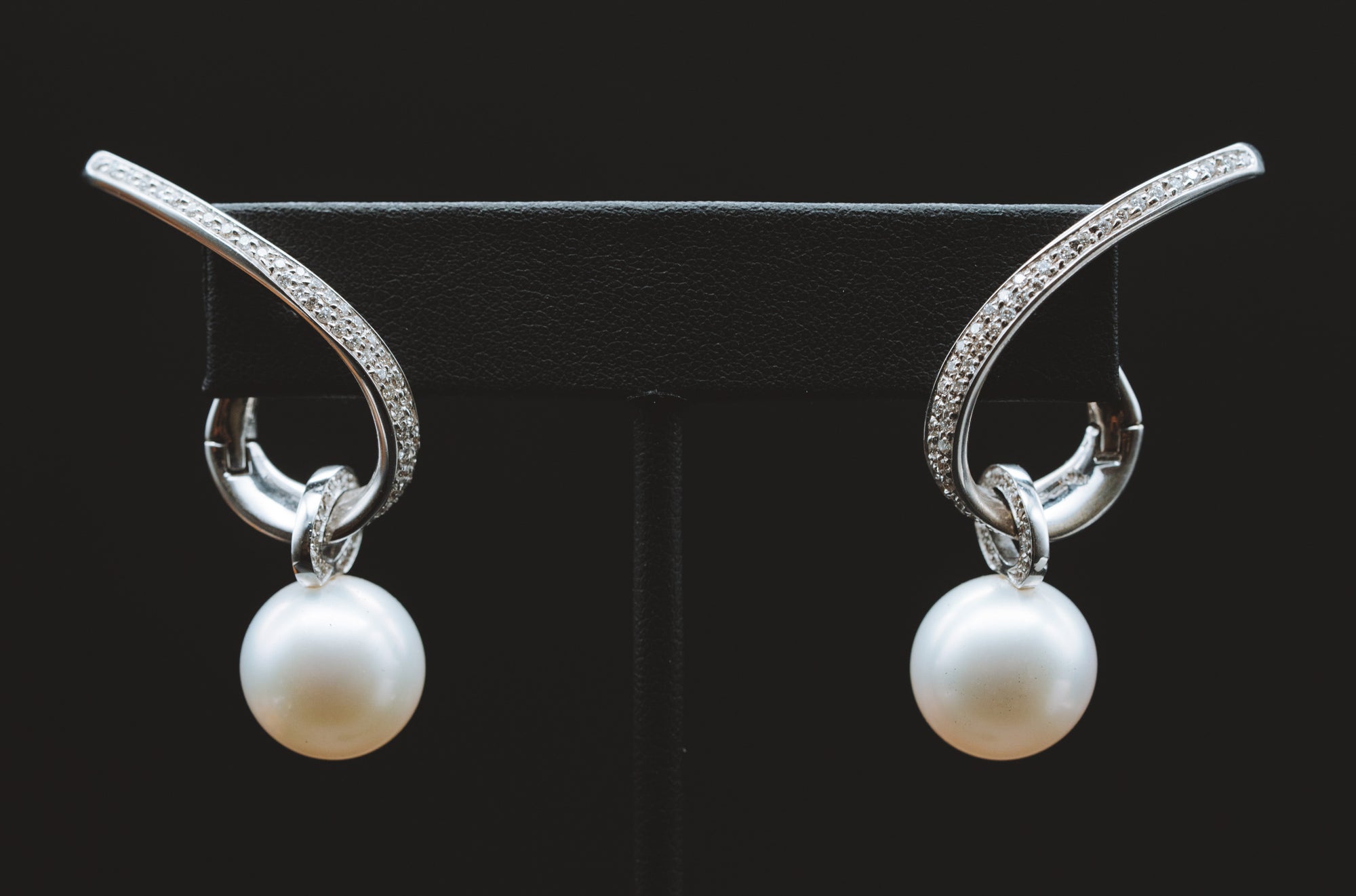18k White Gold South Sea Pearl and Diamond Earrings
