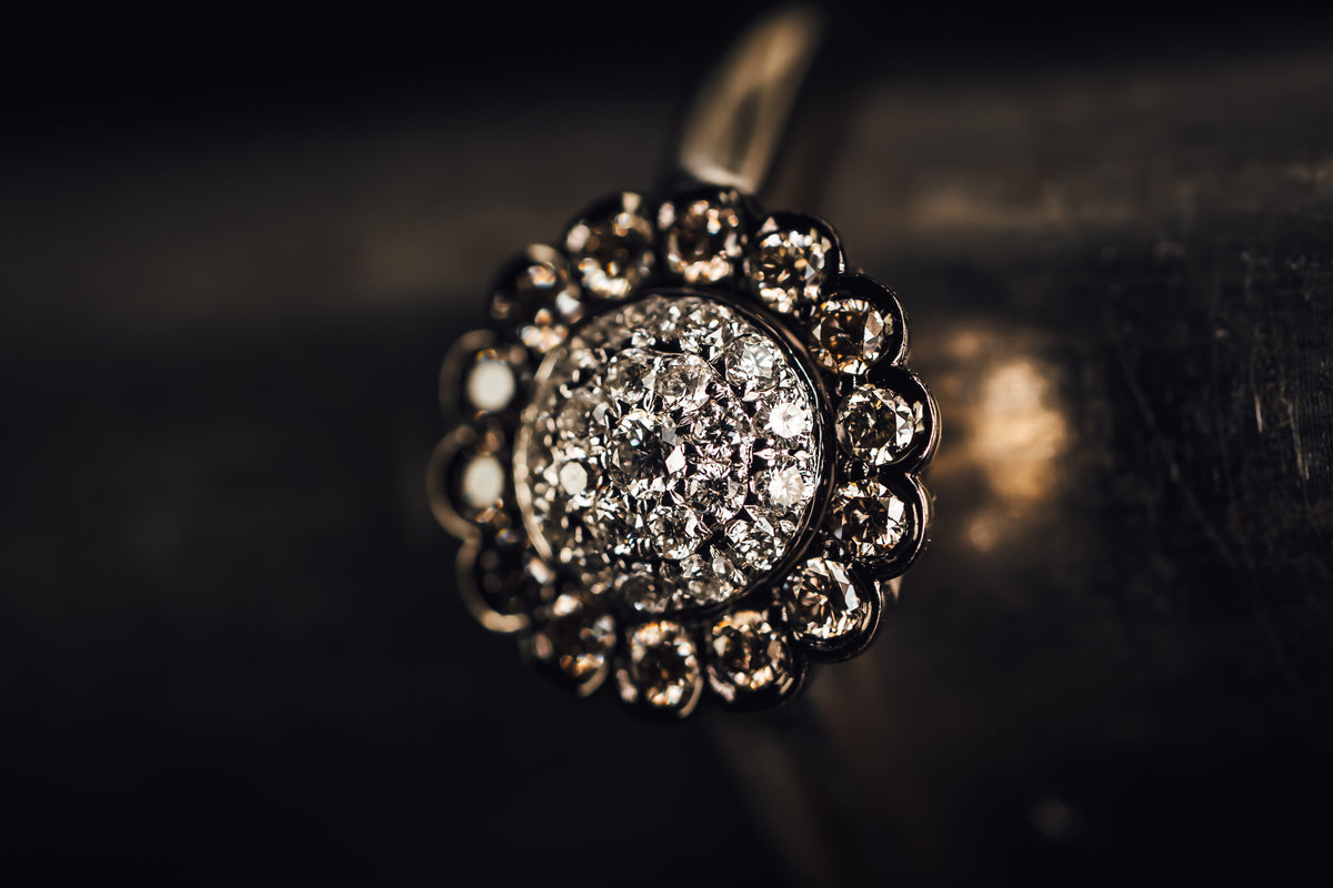 14k White Gold Pave' Diamond Halo Ring