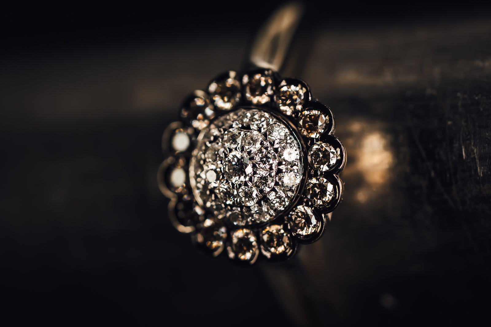 14k White Gold Pave' Diamond Halo Ring