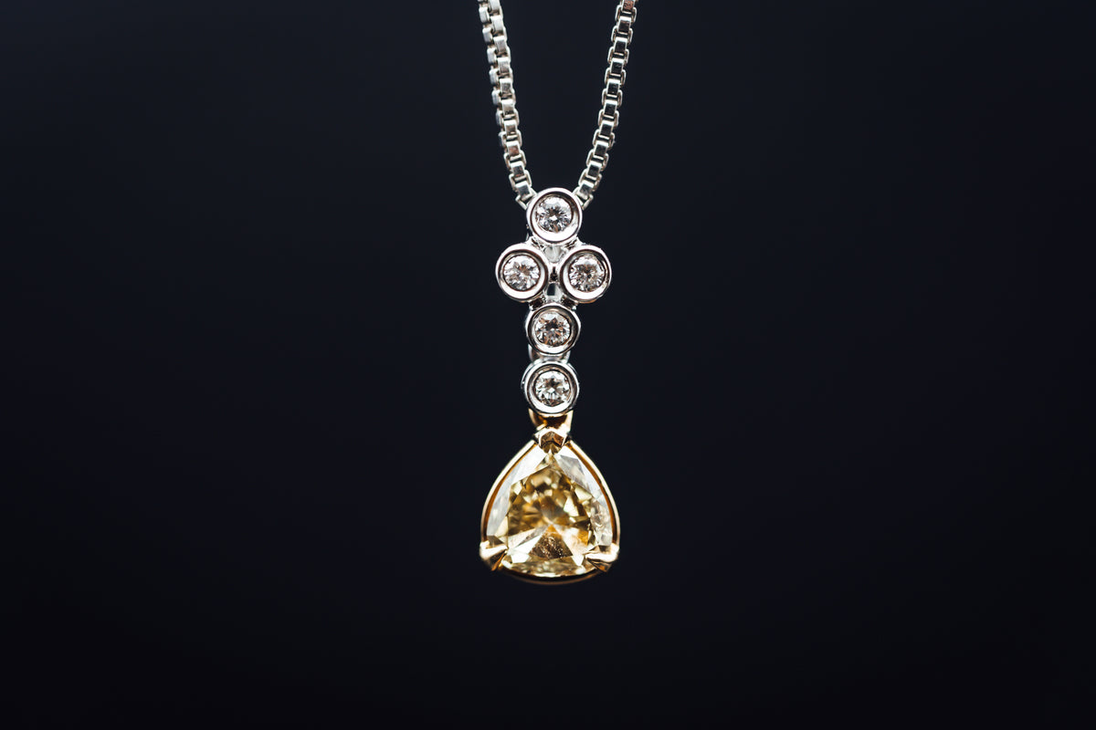 14k Two-Tone Gold Yellow and White Diamond Pendant
