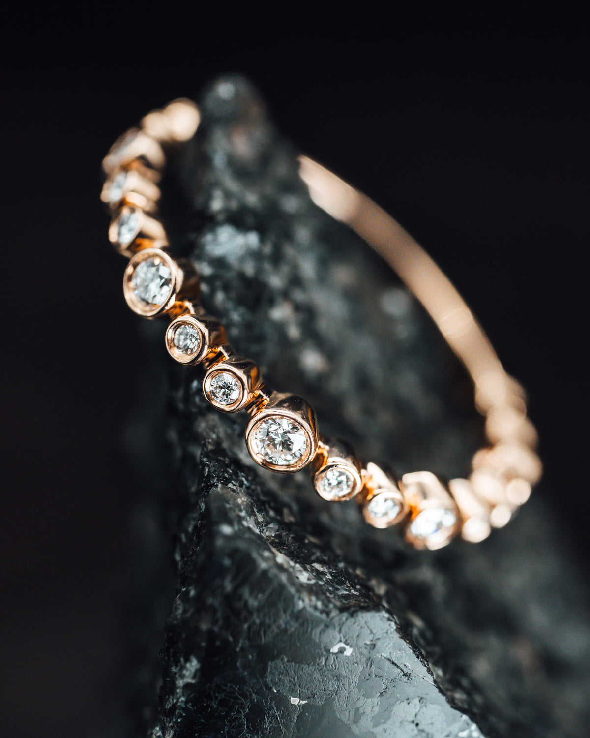 14k Rose Gold Bezel Set Diamond Ring