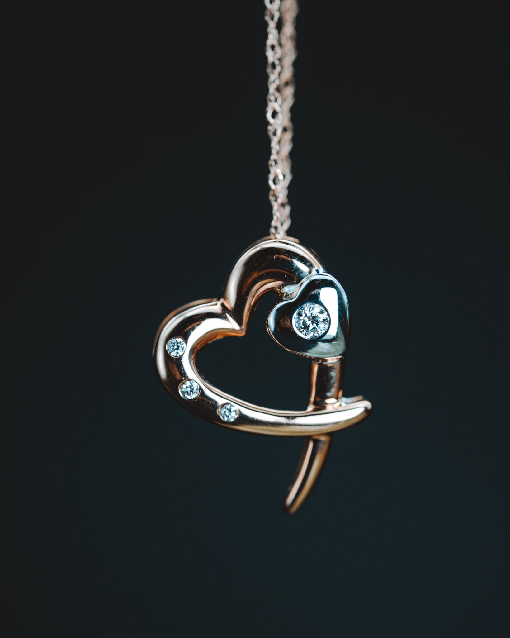 14k Two-Tone Diamond Heart Pendant