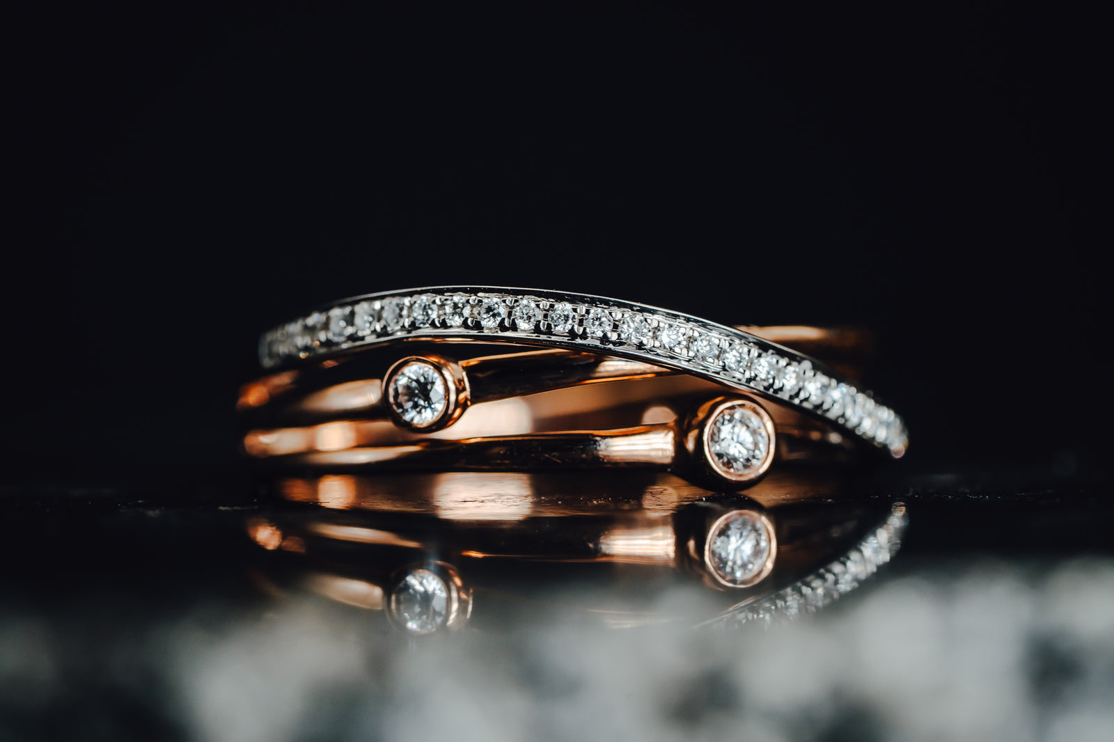 14k Rose Gold and White Gold Diamond Mounting