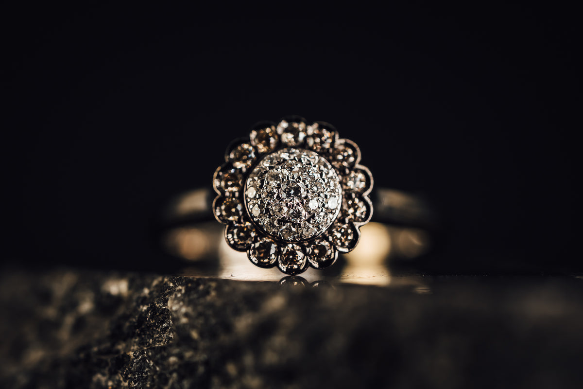 14k White Gold Pave' Diamond Halo Ring