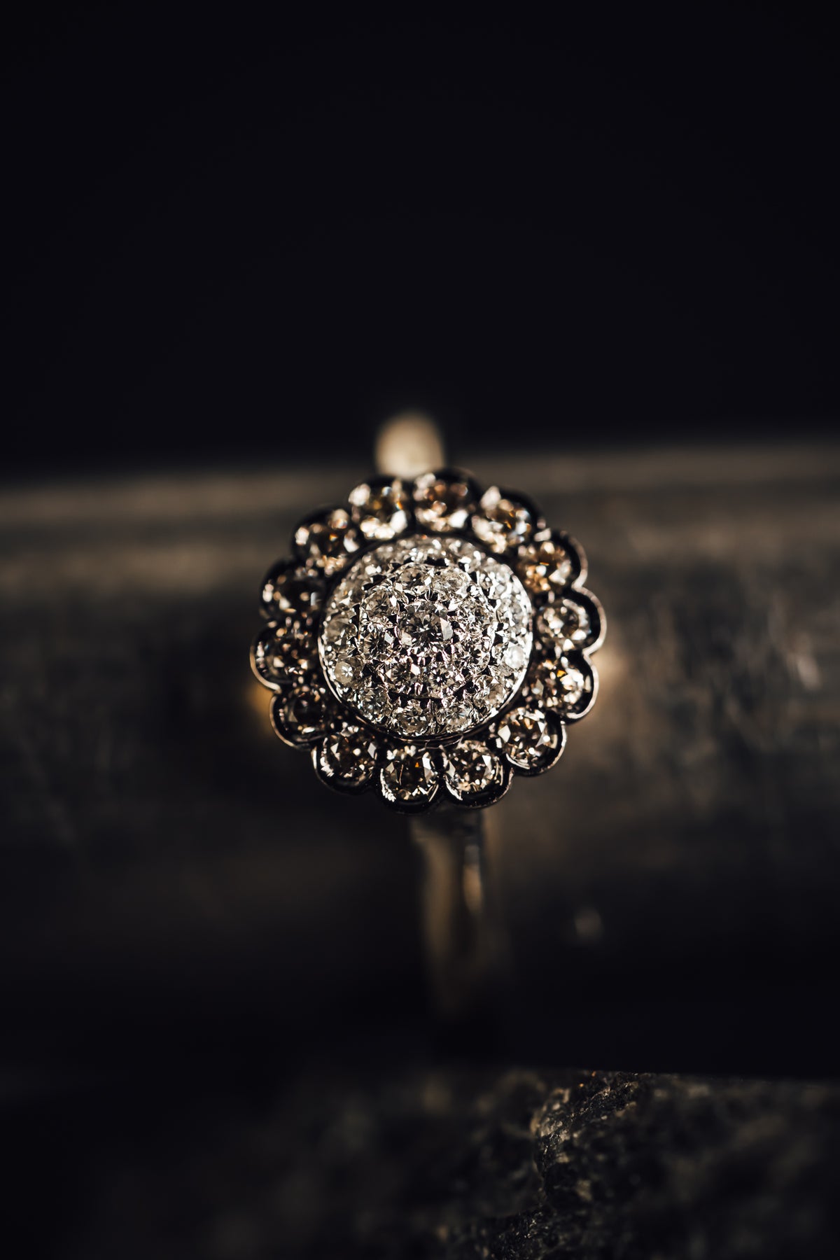 14k White Gold Pave' Diamond Halo Ring