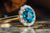 14k Yellow Gold Blue Zircon and Diamond Ring