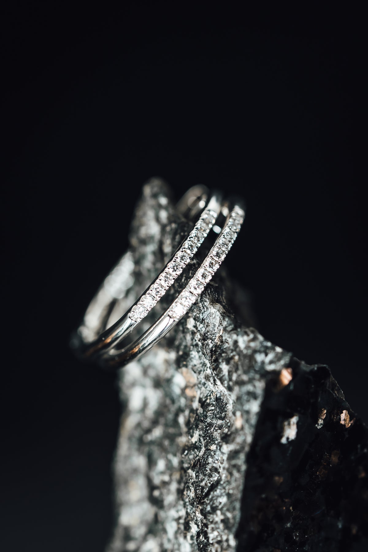 14k White Gold Diamond In &amp; Out Hoop Earrings