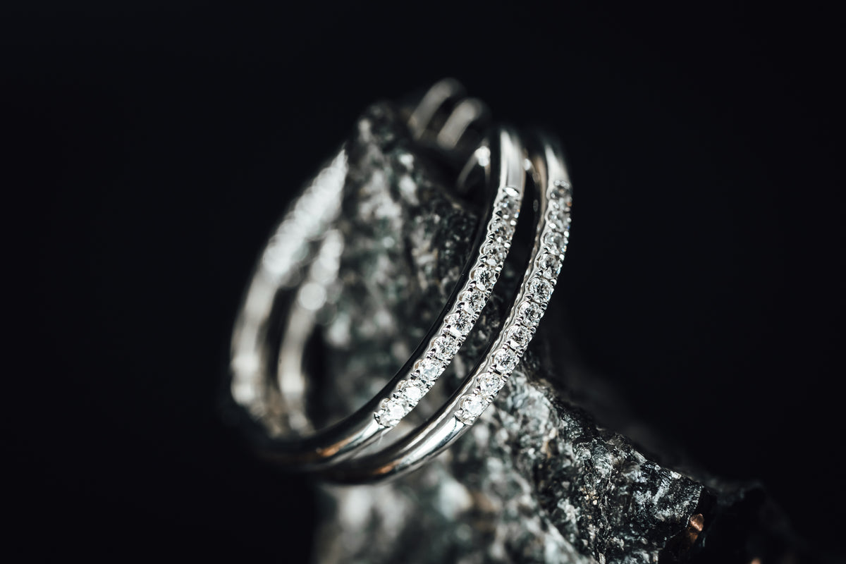 14k White Gold Diamond In &amp; Out Hoop Earrings