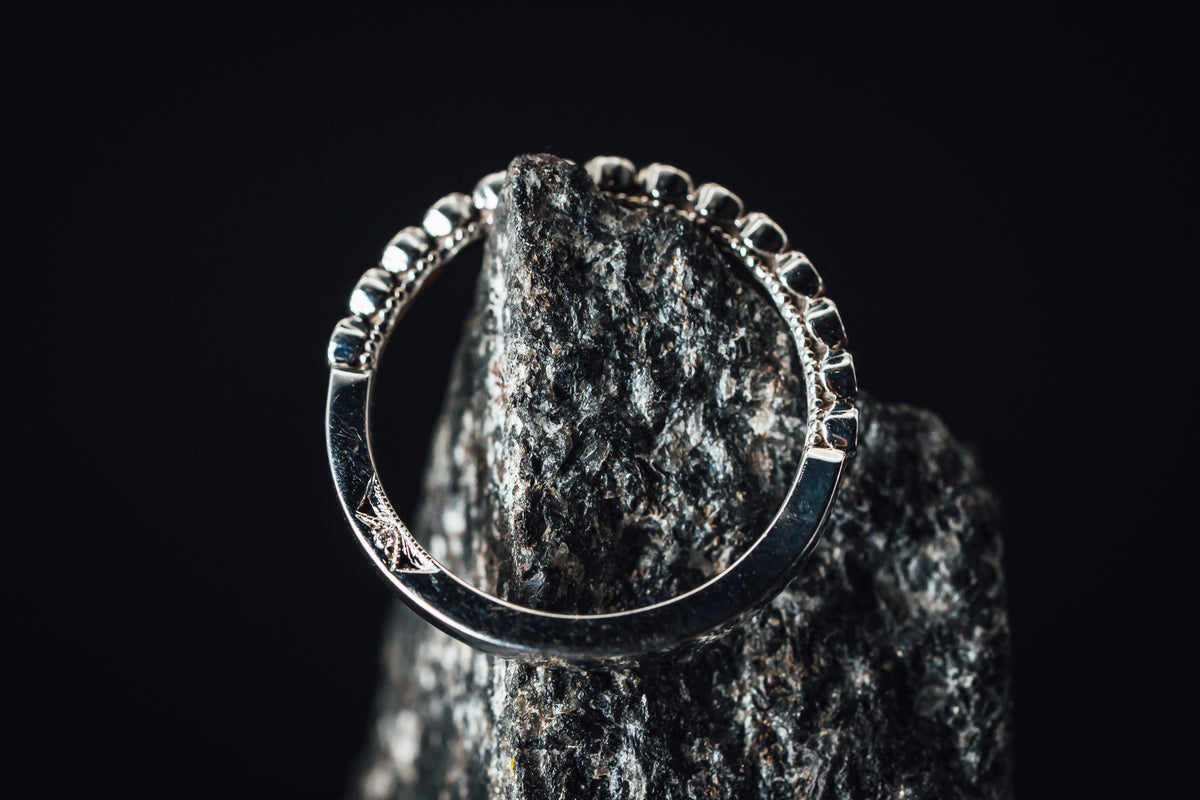 14k White Gold Black and White Diamond Ring