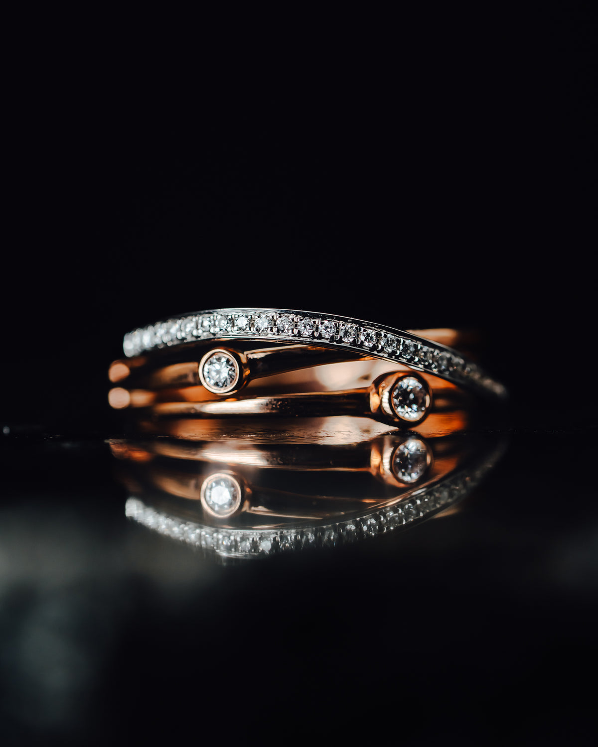 14k Rose Gold and White Gold Diamond Mounting