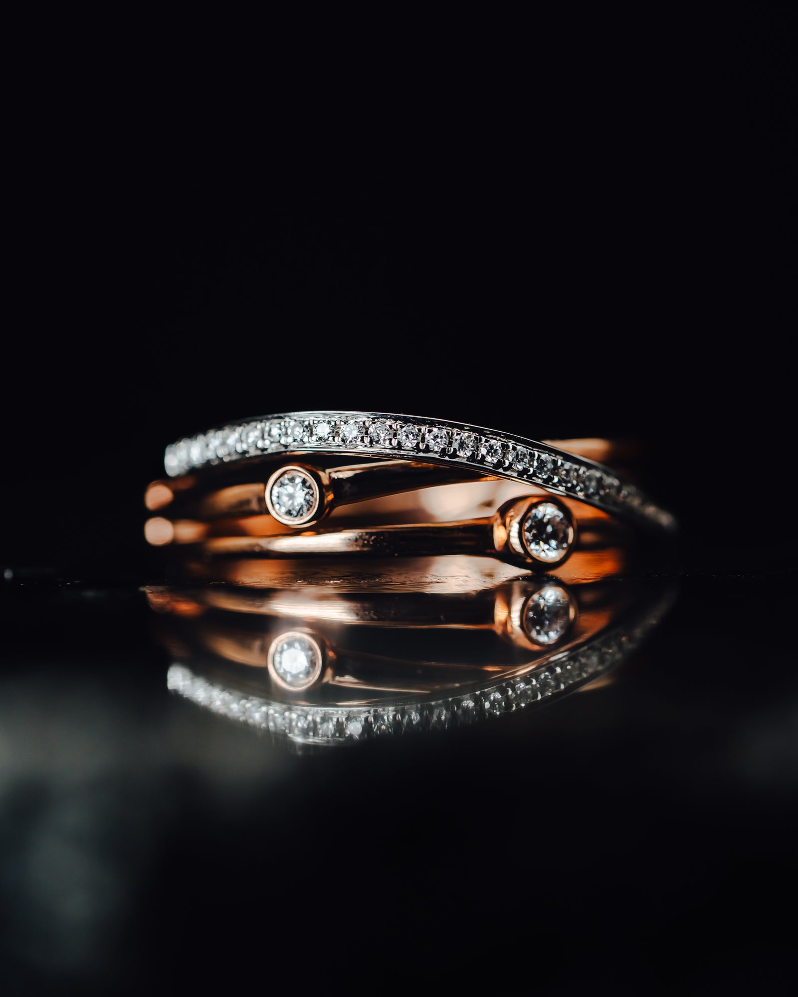 14k Rose Gold and White Gold Diamond Mounting
