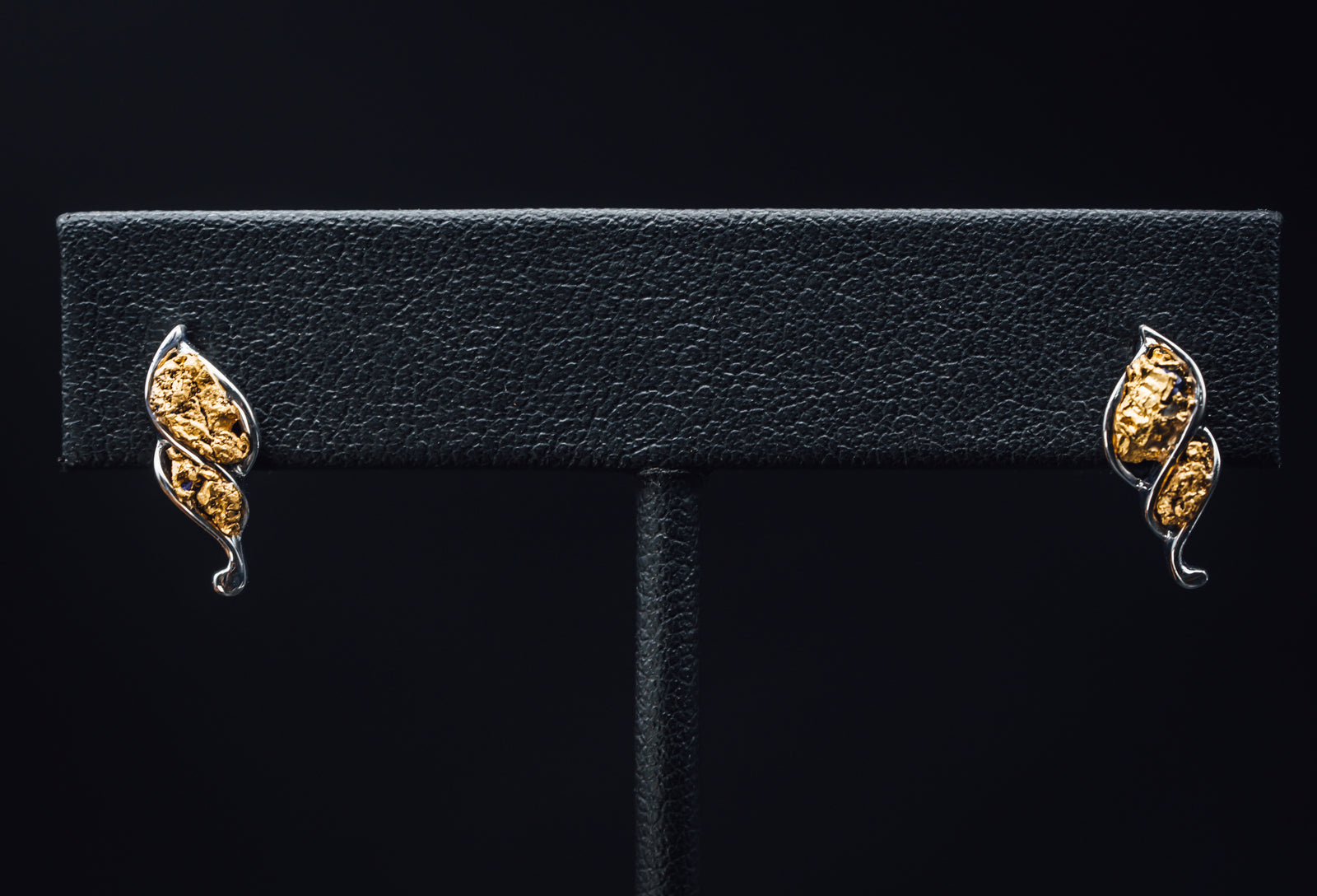 14k White Gold Alaskan Gold Nugget Earrings