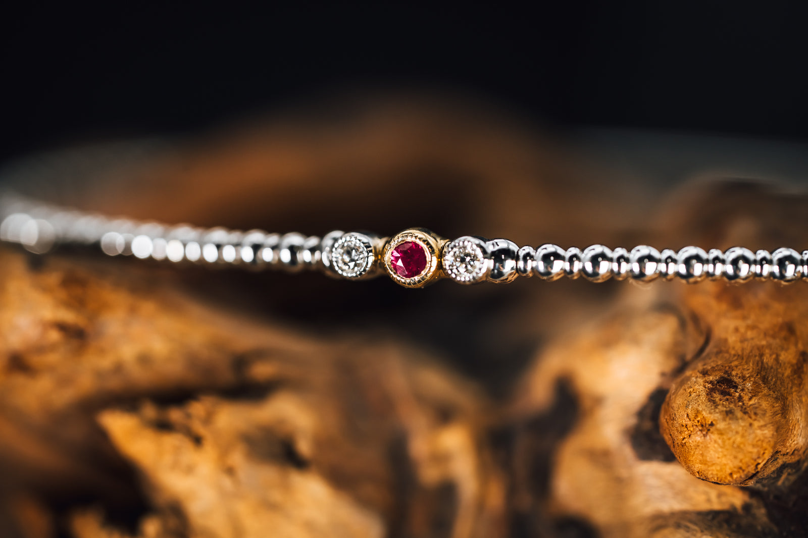 14k White and Yellow Gold Ruby and Diamond Bracelet