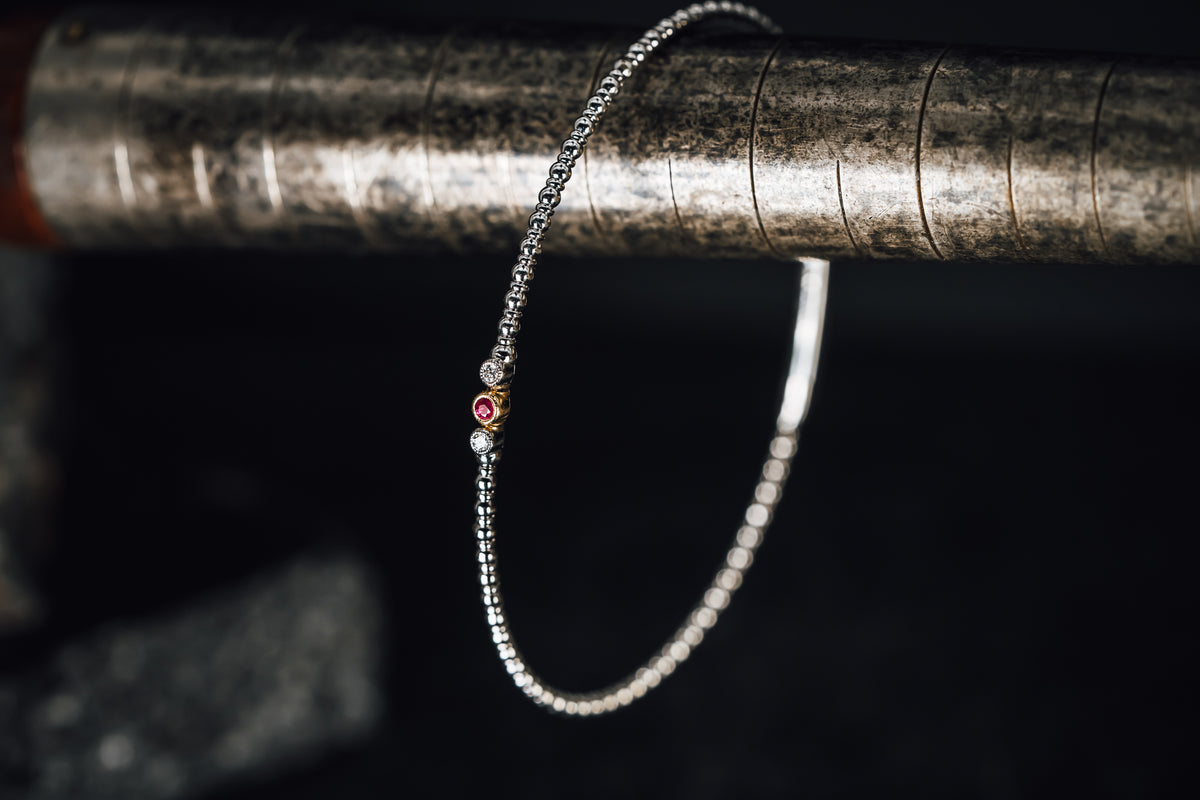 14k White and Yellow Gold Ruby and Diamond Bracelet