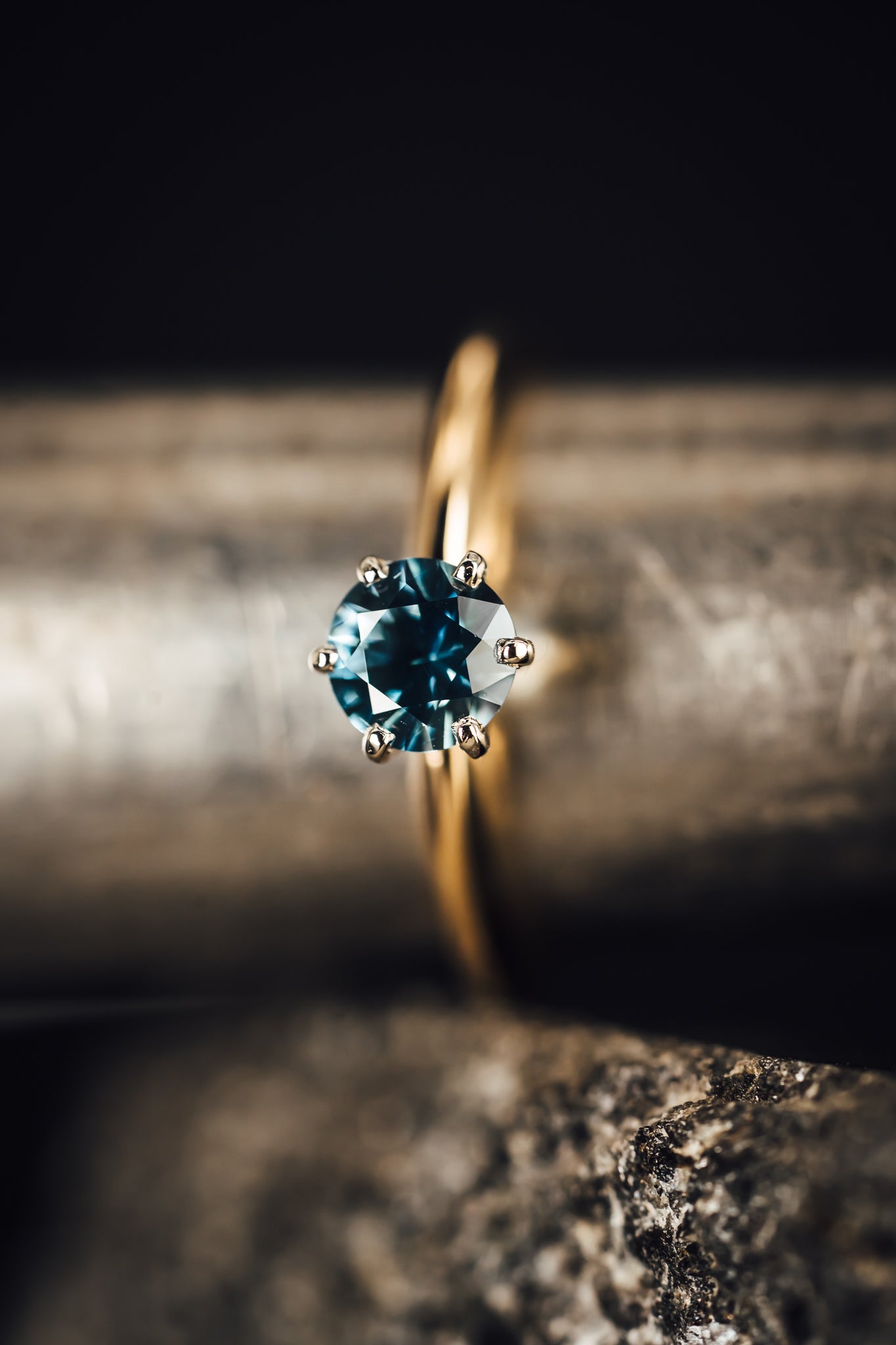 14k Yellow and White Gold Solitaire Sapphire Ring