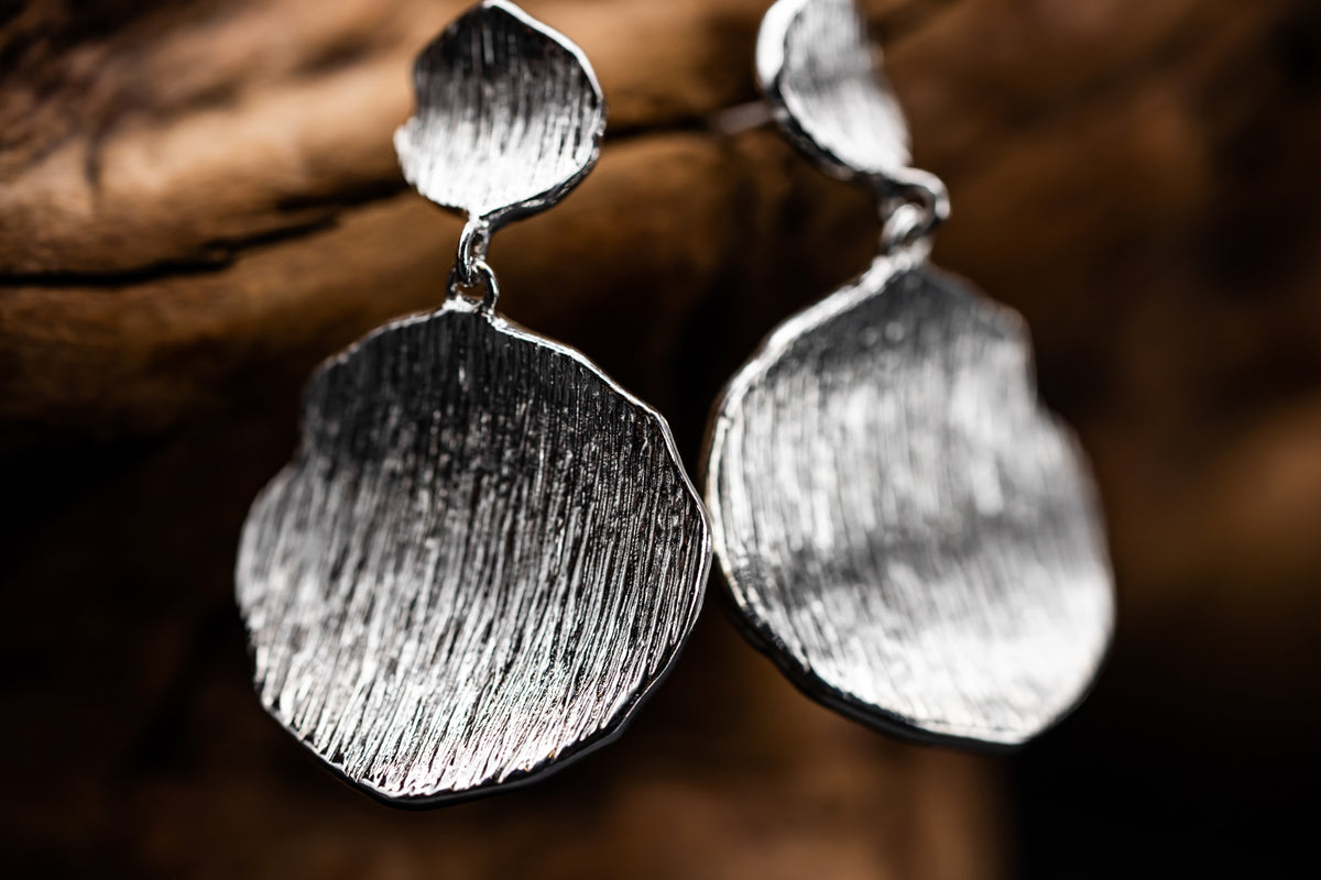 Sterling Silver Textured Drop Earrings