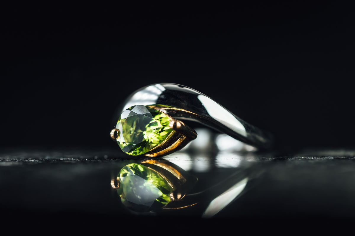 Sterling Silver Lab Grown Green Stone Ring