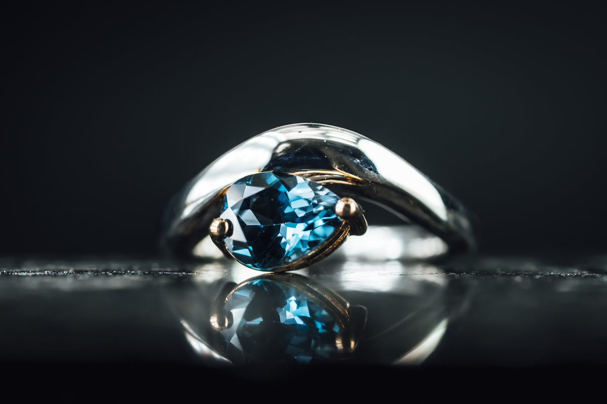 Sterling Silver Lab Grown Dark Blue Stone Ring