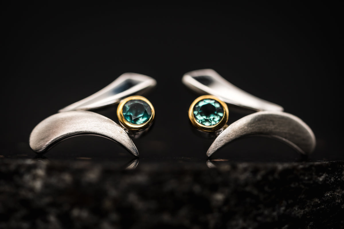 Sterling Silver Green Quartz Earrings