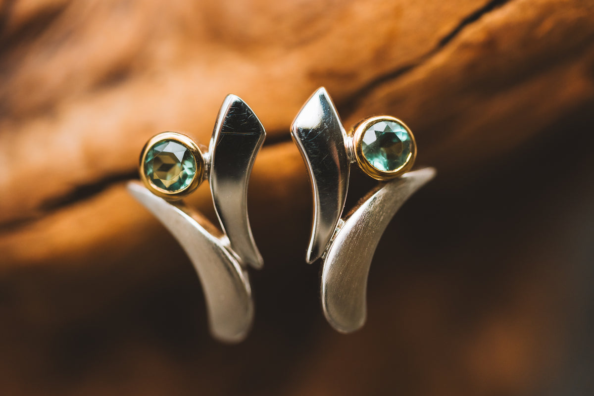 Sterling Silver Green Quartz Earrings