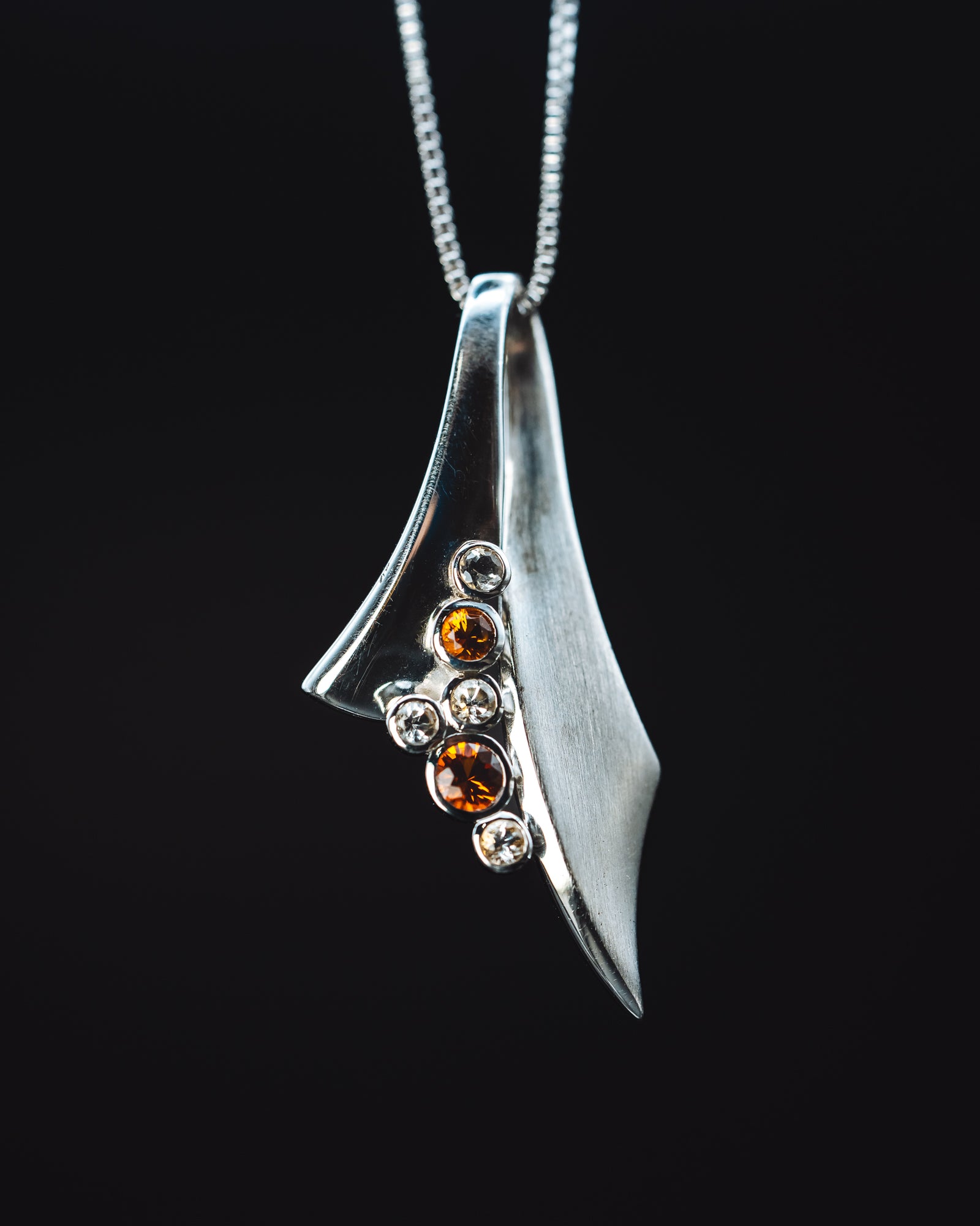 Sterling Silver Citrine and White Topaz Drop Pendant