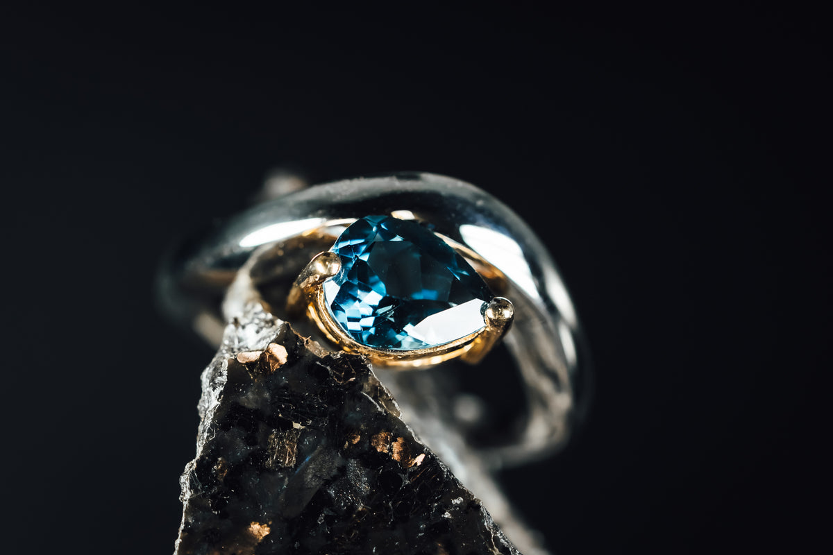 Sterling Silver Lab Grown Dark Blue Stone Ring