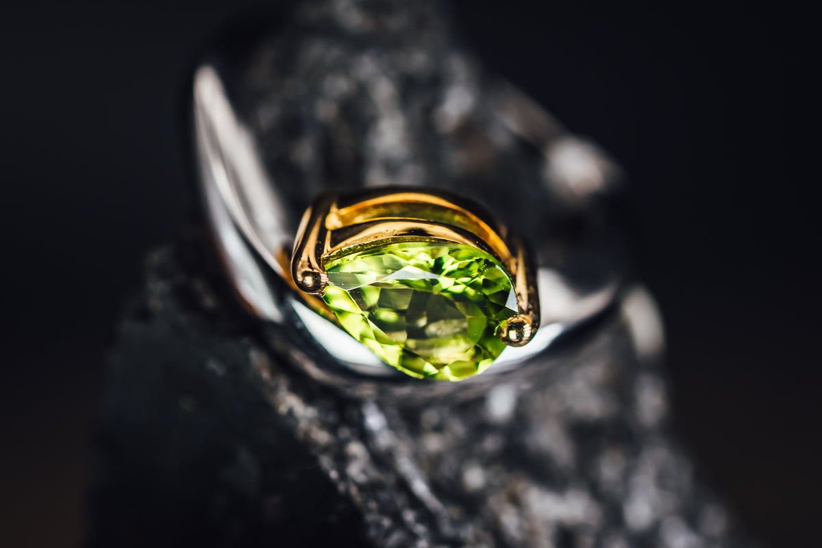 Sterling Silver Lab Grown Green Stone Ring