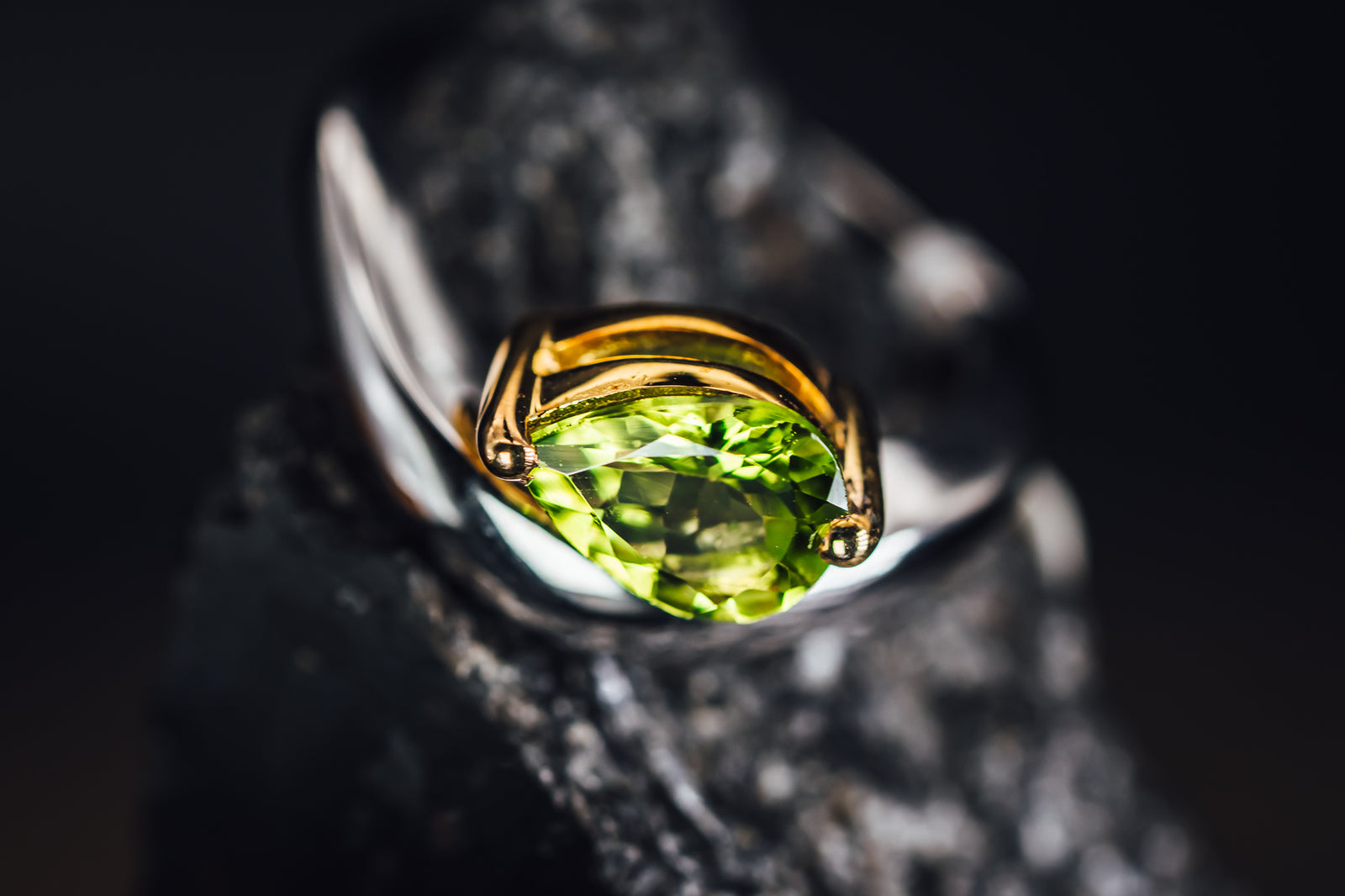Sterling Silver Lab Grown Green Stone Ring