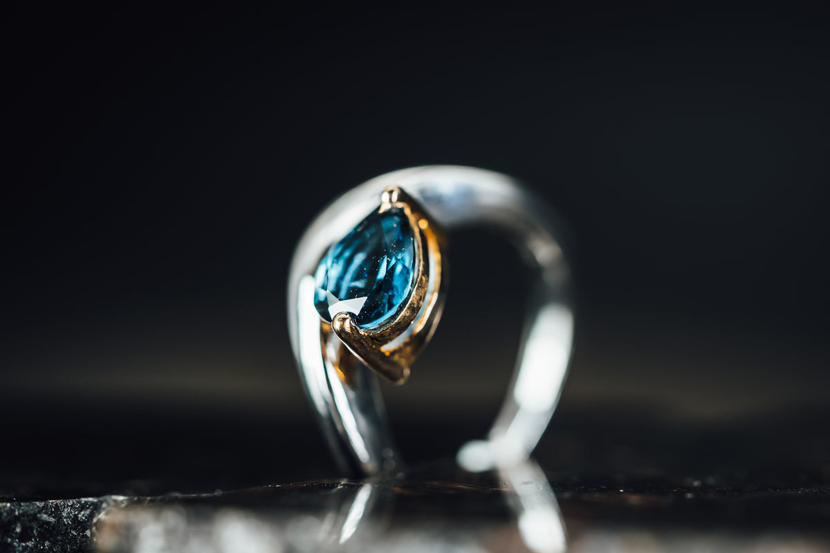 Sterling Silver Lab Grown Dark Blue Stone Ring
