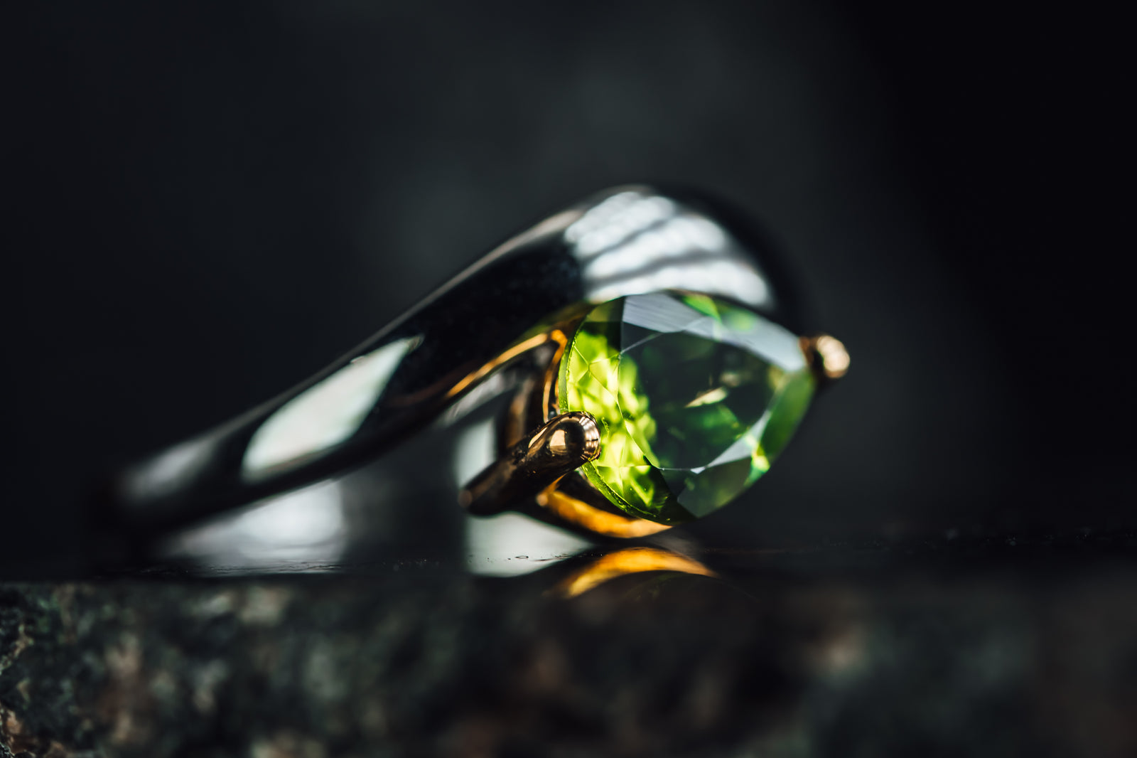 Sterling Silver Lab Grown Green Stone Ring