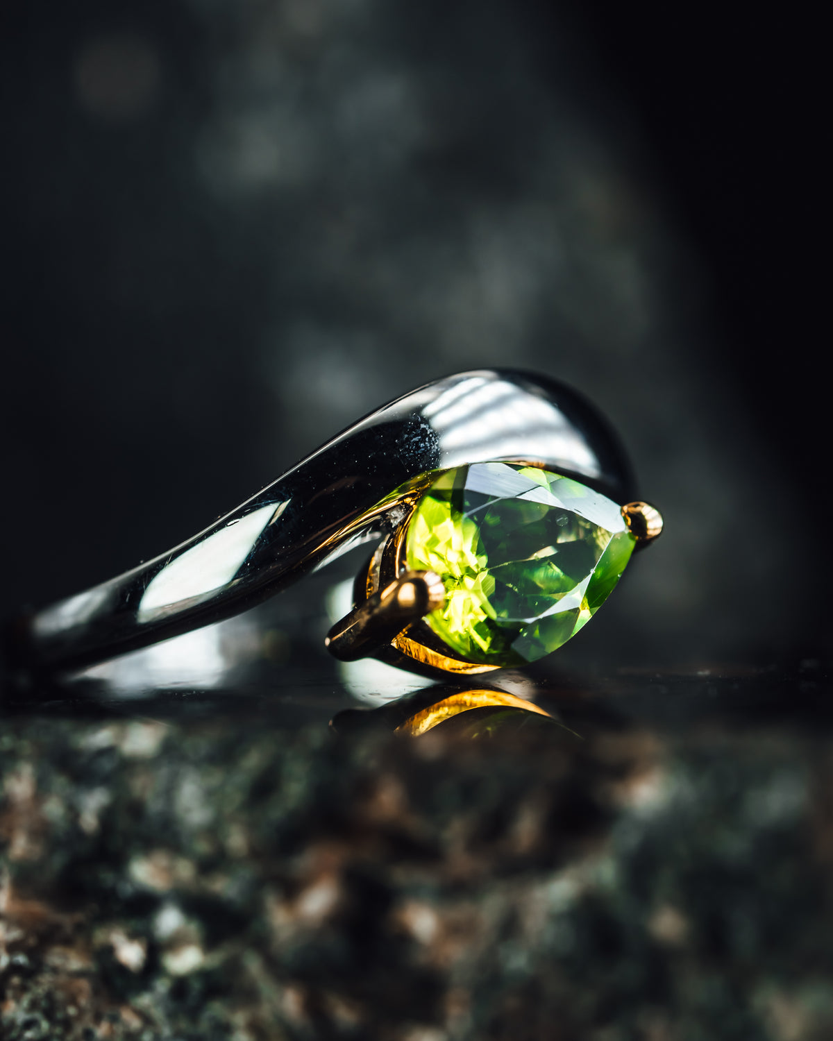 Sterling Silver Lab Grown Green Stone Ring