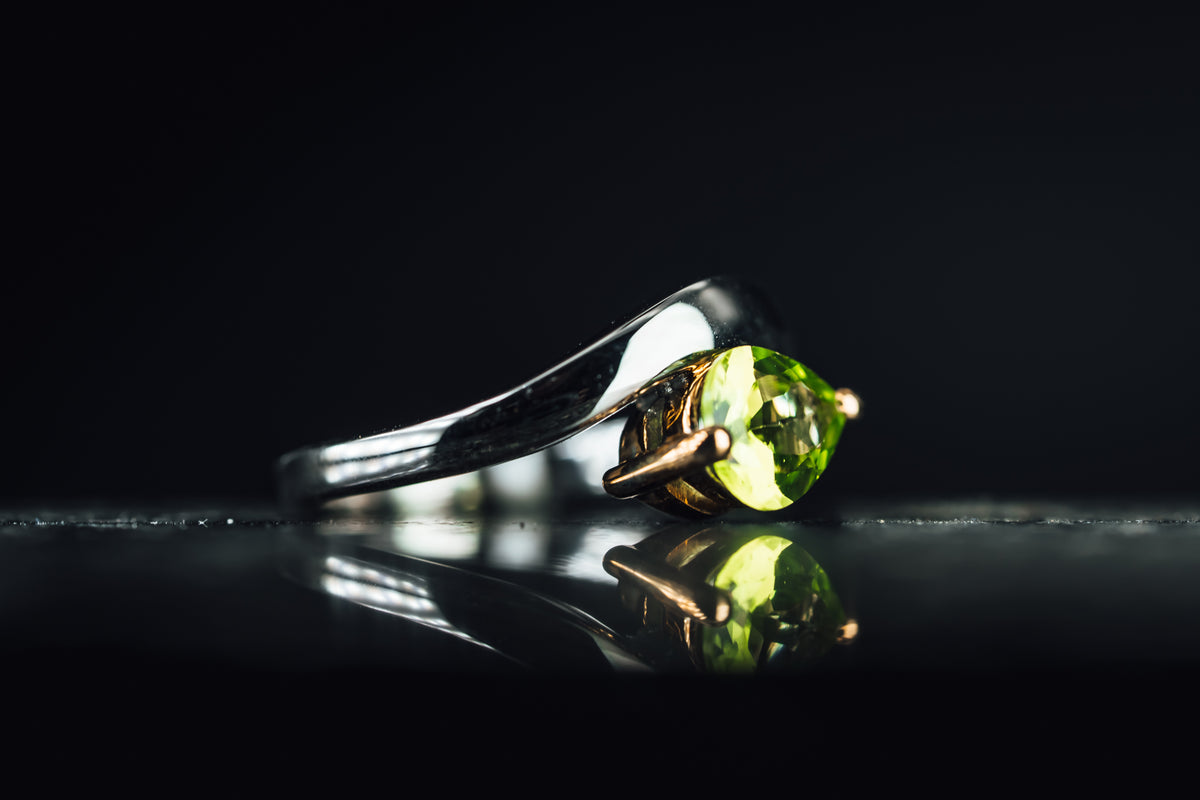 Sterling Silver Lab Grown Green Stone Ring