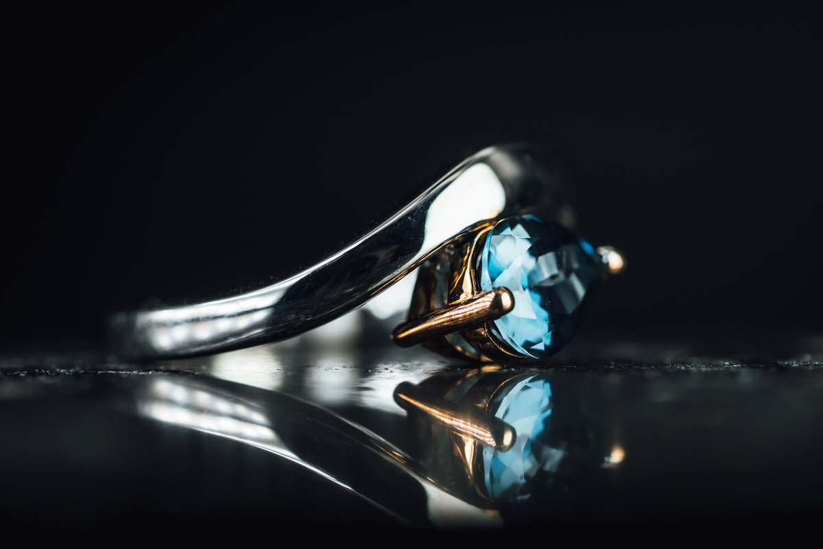 Sterling Silver Lab Grown Dark Blue Stone Ring