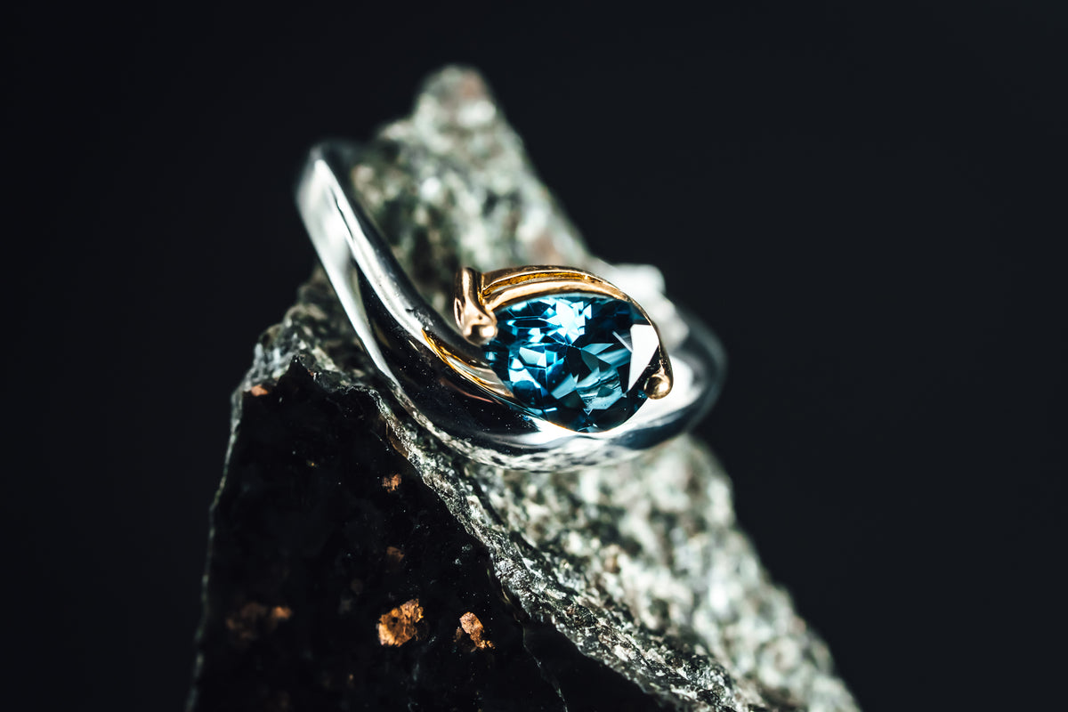 Sterling Silver Lab Grown Dark Blue Stone Ring