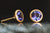 18k Yellow Gold Amethyst Bezel Set Stud Earrings