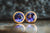 18k Yellow Gold Amethyst Bezel Set Stud Earrings